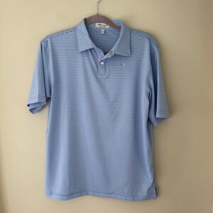 Peter Millar Boys XL 13-14 Summer Comfort Blue White Striped Performance Polo
